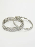 NVR Women's Set of 4 Silver-Plated CZ Stone-Studded Handcrafted Bangles - Distacart