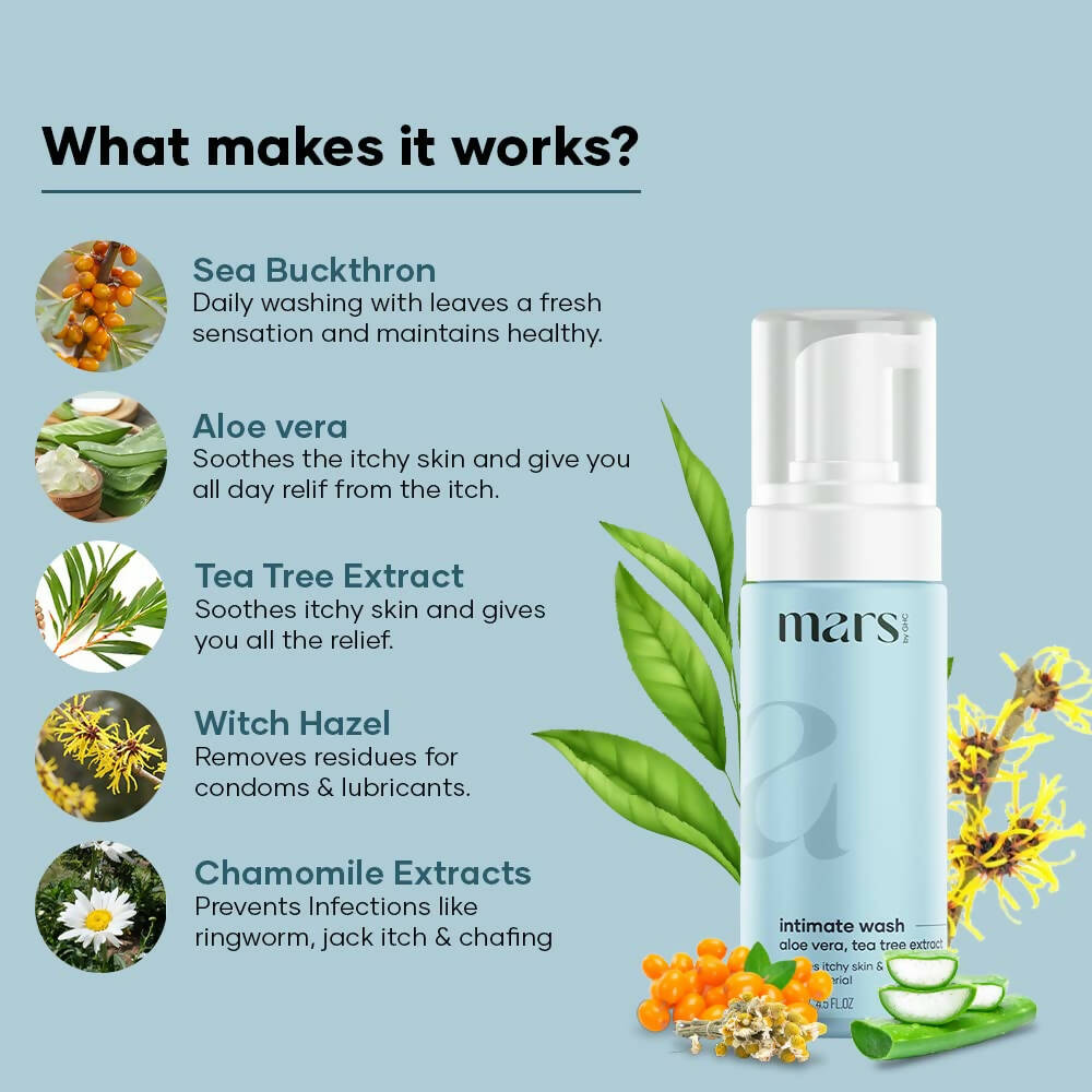Mars By GHC Natural Intimate Wash for Men with Aloe Vera, Tea Tree Extract - Distacart