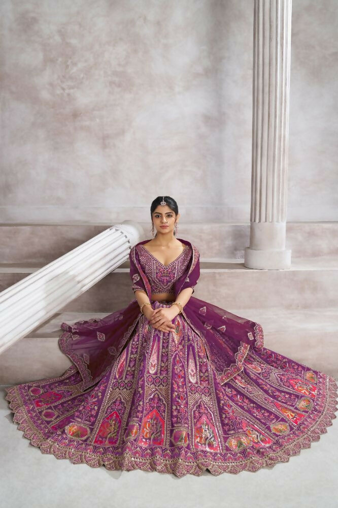 Kesar Fab Purple Banarasi Silk Hand_Woven Lehenga