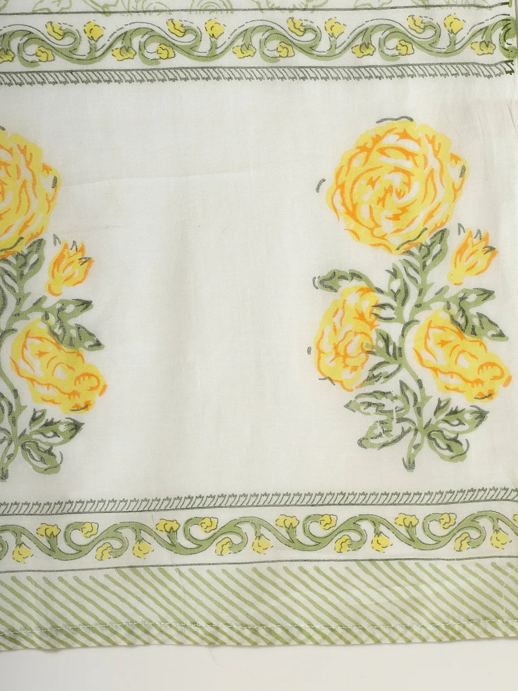 Yufta White And Yellow Cotton Sequins Work Kurta Set With Pant & Dupatta - Distacart