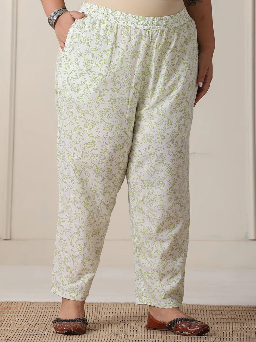 Yufta White And Yellow Cotton Sequins Work Plus Size Kurta Set With Pant & Dupatta - Distacart