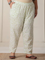 Yufta White And Yellow Cotton Sequins Work Plus Size Kurta Set With Pant & Dupatta - Distacart