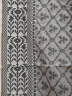 White Cut Work Cotton Handloom Saree with All Over Jamdani Style Design - Global Threads
