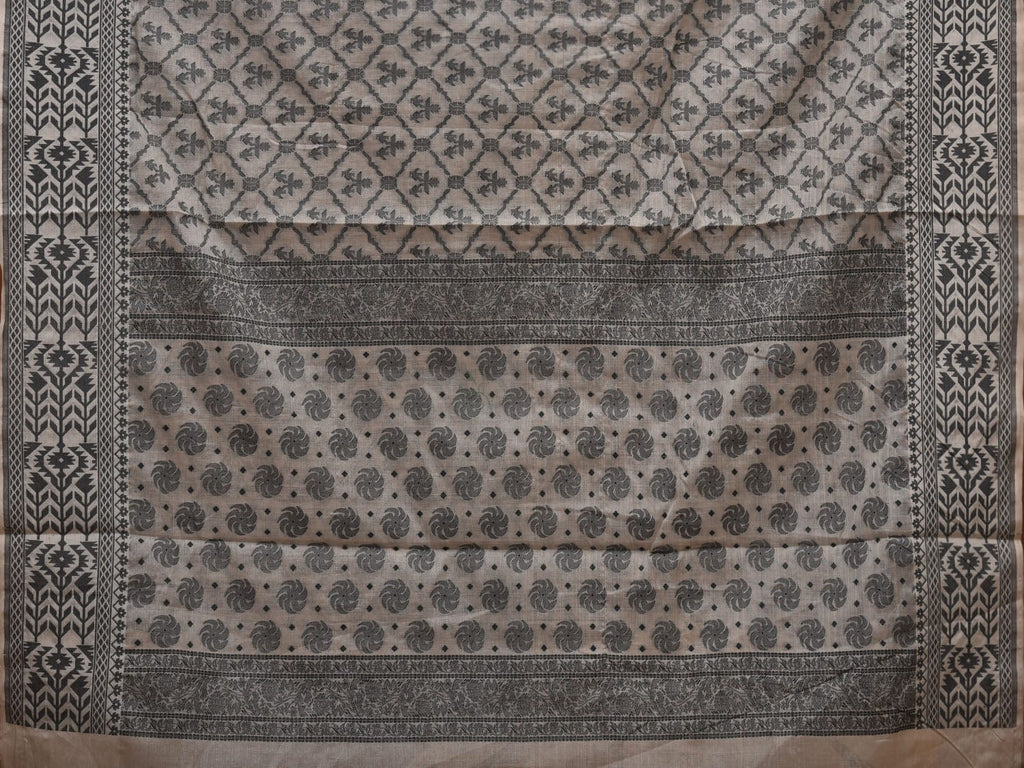 White Cut Work Cotton Handloom Saree with All Over Jamdani Style Design - Global Threads