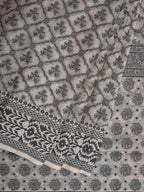 White Cut Work Cotton Handloom Saree with All Over Jamdani Style Design - Global Threads