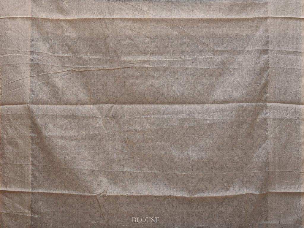 White Cut Work Cotton Handloom Saree with All Over Jamdani Style Design - Global Threads