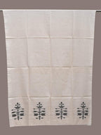 White Khadi Cotton Handloom Dupatta with Dhakai Design - Global Threads