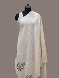 White Khadi Cotton Handloom Dupatta with Dhakai Design - Global Threads