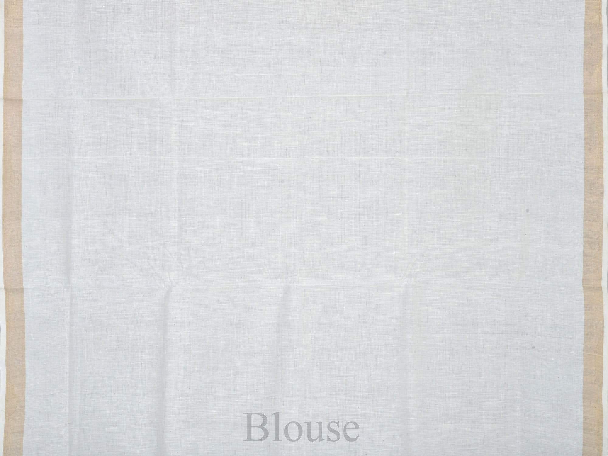 White Khadi Cotton Handloom Saree with Pallu Design - Global Threads