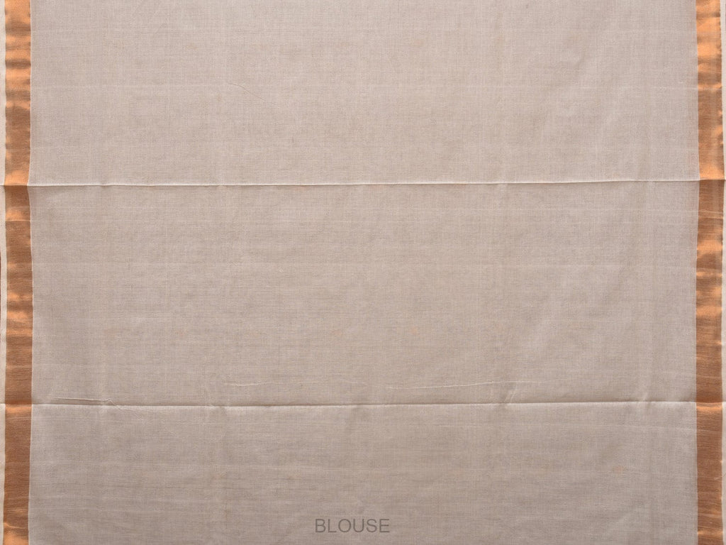 White Khadi Cotton Handloom Saree with Parrots Pallu Design - Global Threads