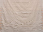White Khadi Cotton Handloom Saree with Temple Border and Buta Design - Global Threads