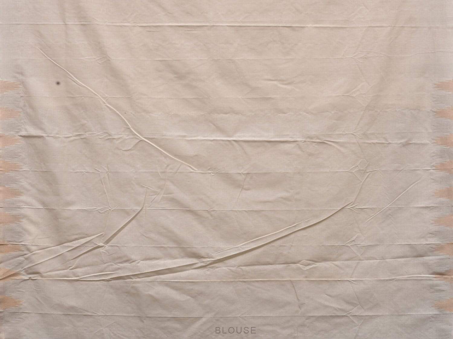White Khadi Cotton Handloom Saree with Temple Border and Buta Design - Global Threads