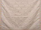White Khadi Cotton Handloom Saree with Temple Border and Buta Design - Global Threads