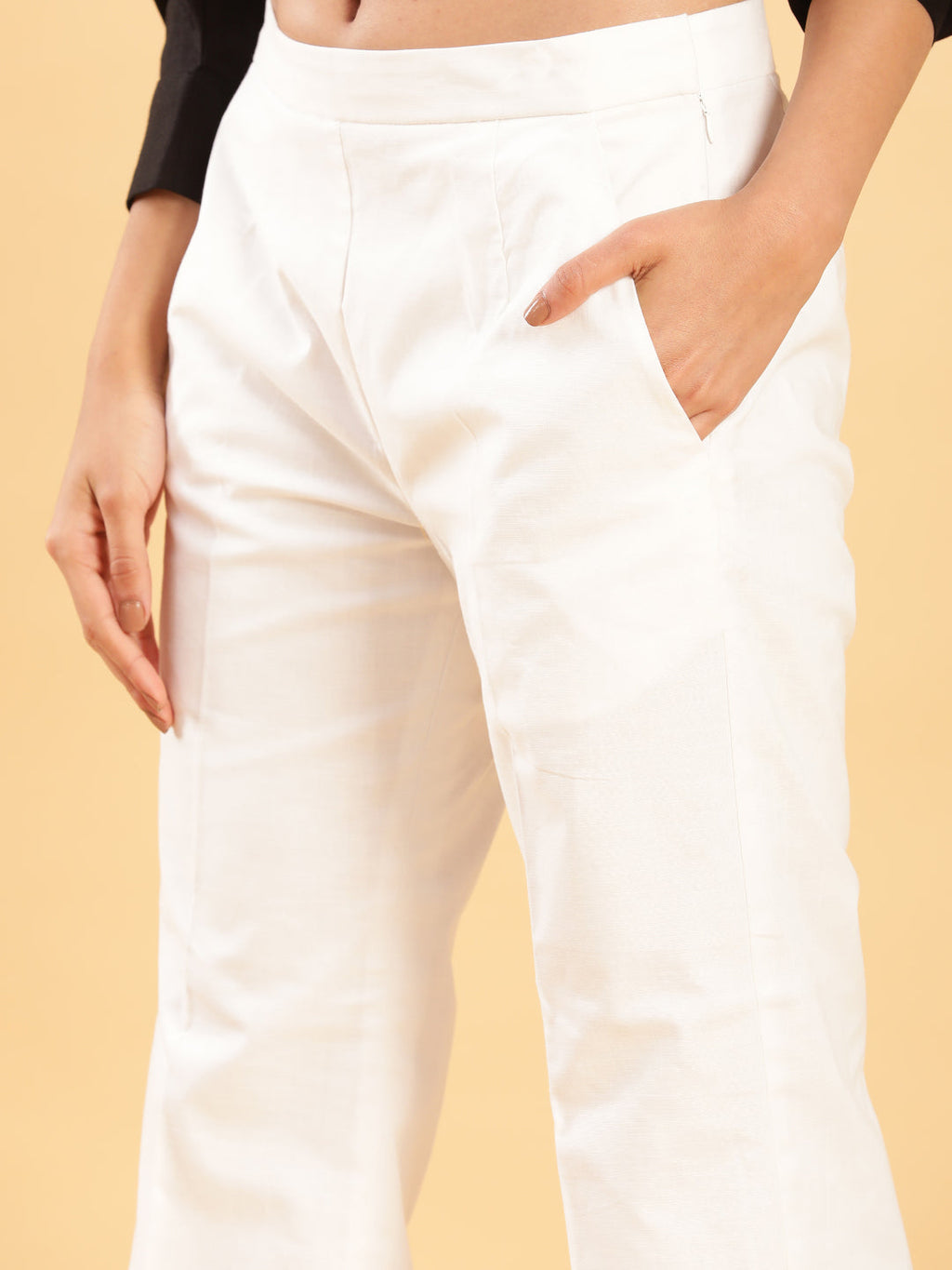 BohoJazz Retro Modern Style White Linen Bell Bottom - Distacart