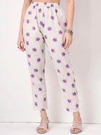 Yufta White Linen Cotton A Line Kurta Dupatta Pant Set
