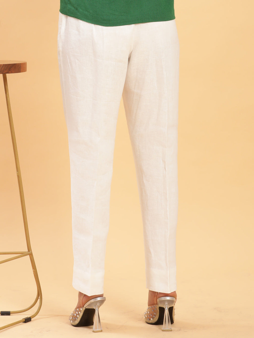 BohoJazz White Linen Formal Trousers - Distacart