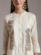 Yufta White Pure Cotton Embroidered Top
