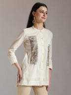 Yufta White Pure Cotton Embroidered Top
