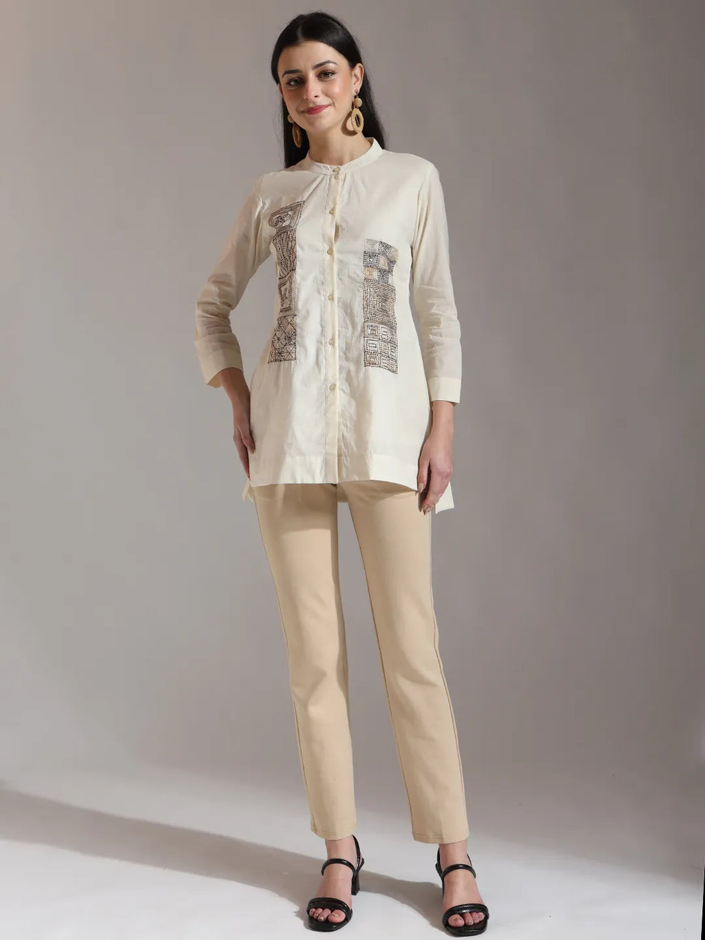 Yufta White Pure Cotton Embroidered Top