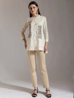 Yufta White Pure Cotton Embroidered Top