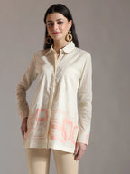Yufta White Pure Cotton Top With Embroidery With Lining