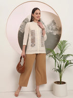 Yufta White Pure Cotton Top With Embroidery