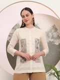 Yufta White Pure Cotton Top With Embroidery