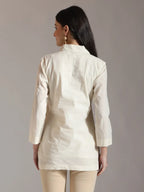 Yufta White Pure Cotton Top With Exquisite Embroidery