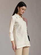 Yufta White Pure Cotton Top With Exquisite Embroidery