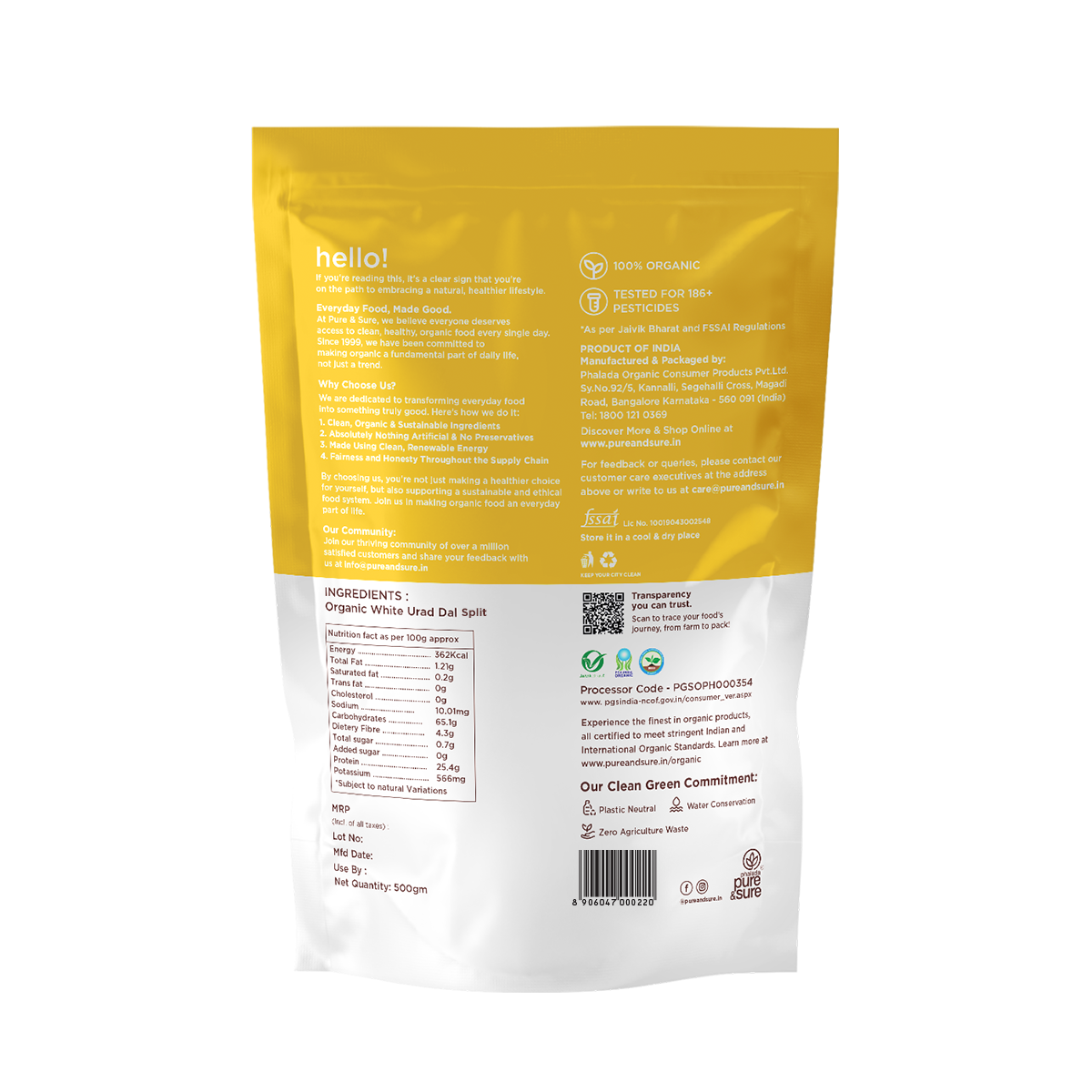 Pure & Sure Organic White Urad Dal Split - Distacart