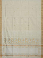 White Uppada Cotton Handloom Saree with Mango Design Pallu - Global Threads