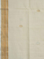 White Uppada Cotton Handloom Saree with Mango Design Pallu - Global Threads