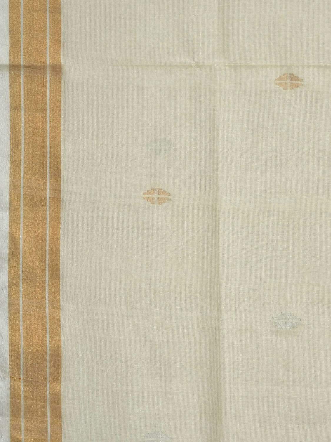 White Uppada Cotton Handloom Saree with Mango Design Pallu - Global Threads