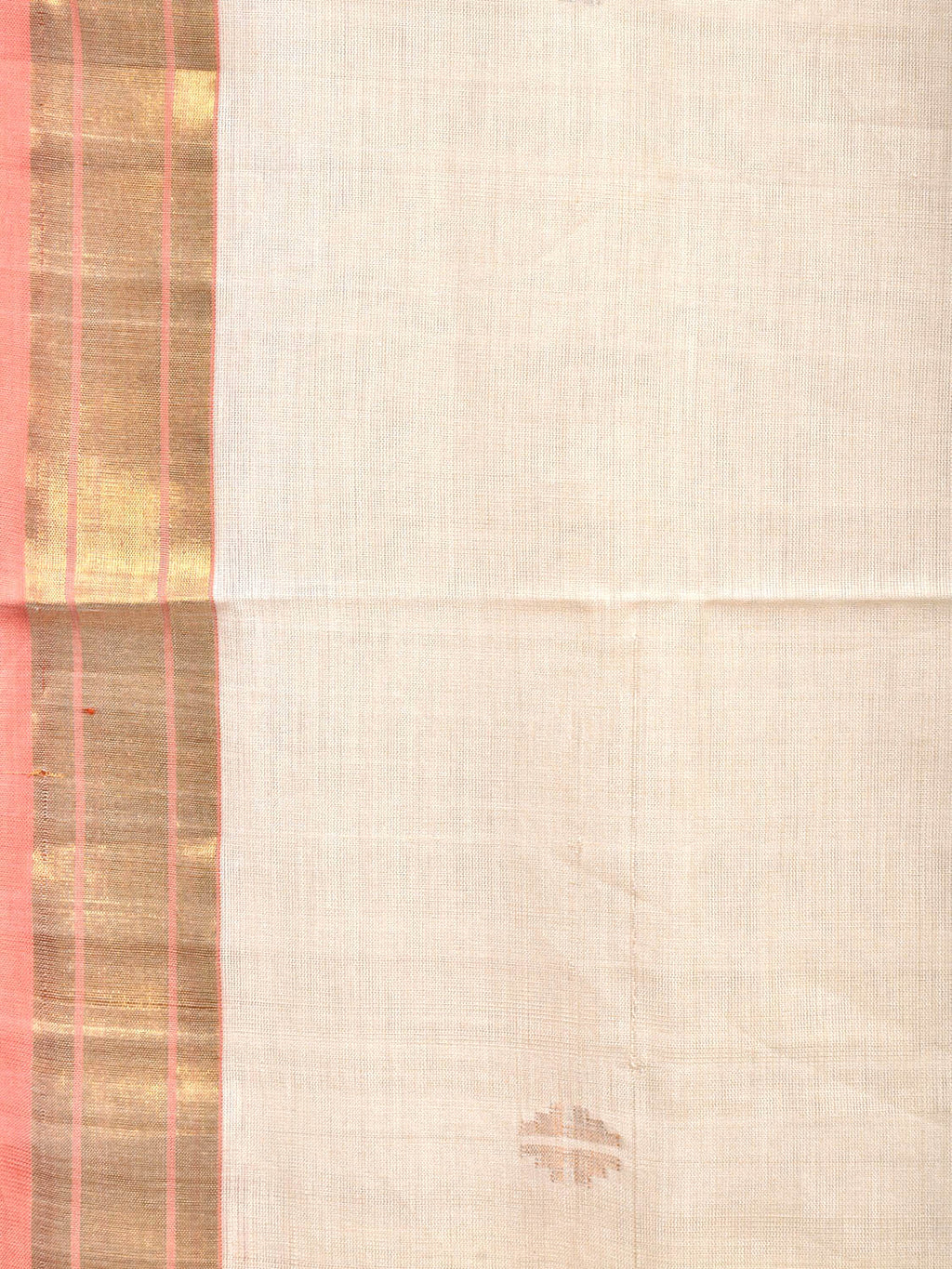 White Uppada Cotton Handloom Saree with Mango Design Pallu - Global Threads