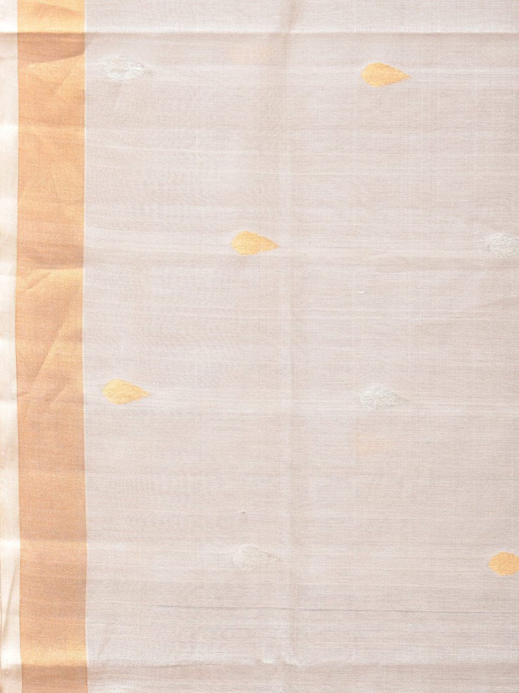 White Uppada Cotton Silk Handloom Saree with Hamsa Pallu Design - Global Threads