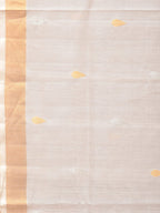 White Uppada Cotton Silk Handloom Saree with Hamsa Pallu Design - Global Threads