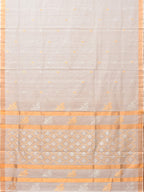 White Uppada Cotton Silk Handloom Saree with Hamsa Pallu Design - Global Threads