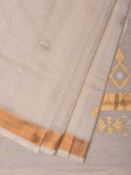White Uppada Cotton Silk Handloom Saree with Mango Pallu Design - Global Threads
