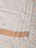 White Uppada Silk Handloom Saree with Jamdani Pallu Design - Global Threads