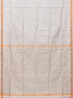 White Uppada Silk Handloom Saree with Jamdani Pallu Design - Global Threads