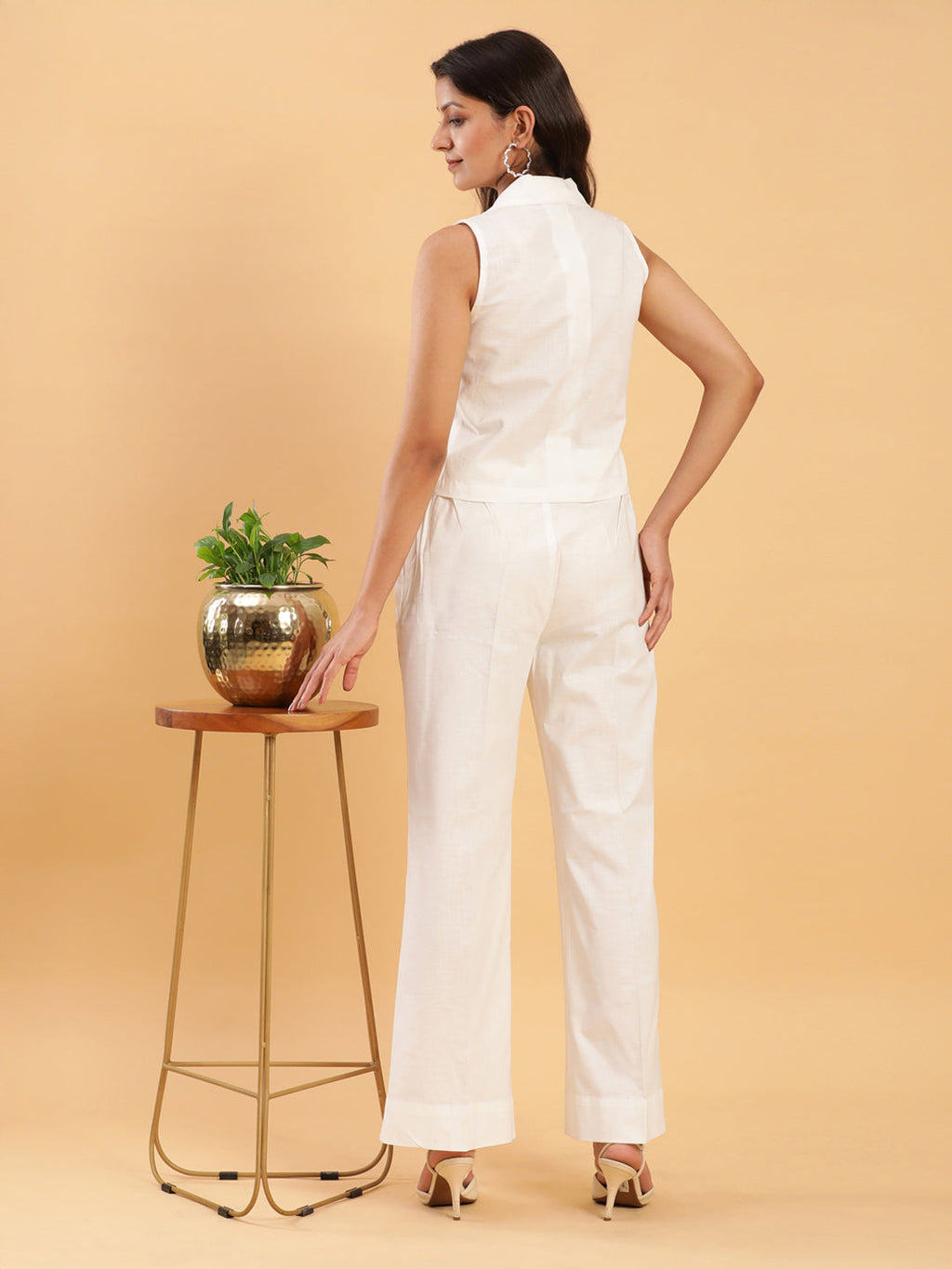 BohoJazz Formal Serene White Waistcoat with Trousers Co-ord Set - Distacart