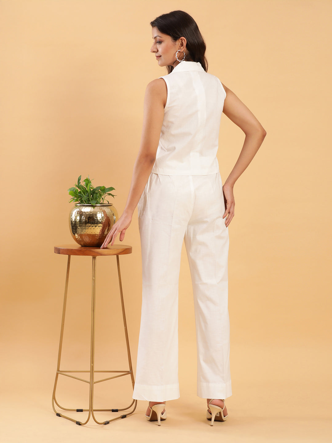 BohoJazz Formal Serene White Waistcoat with Trousers Co-ord Set - Distacart