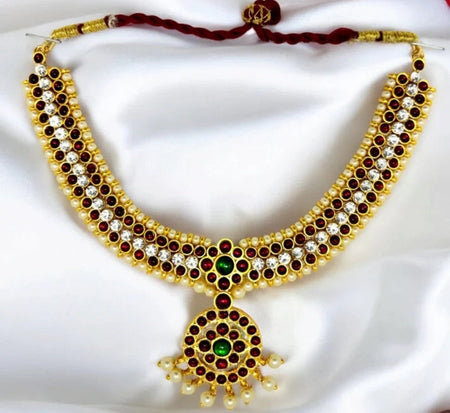 Elite Trading Classical Dance Jewelry – Bharatanatyam Small Necklace for Women & Girls