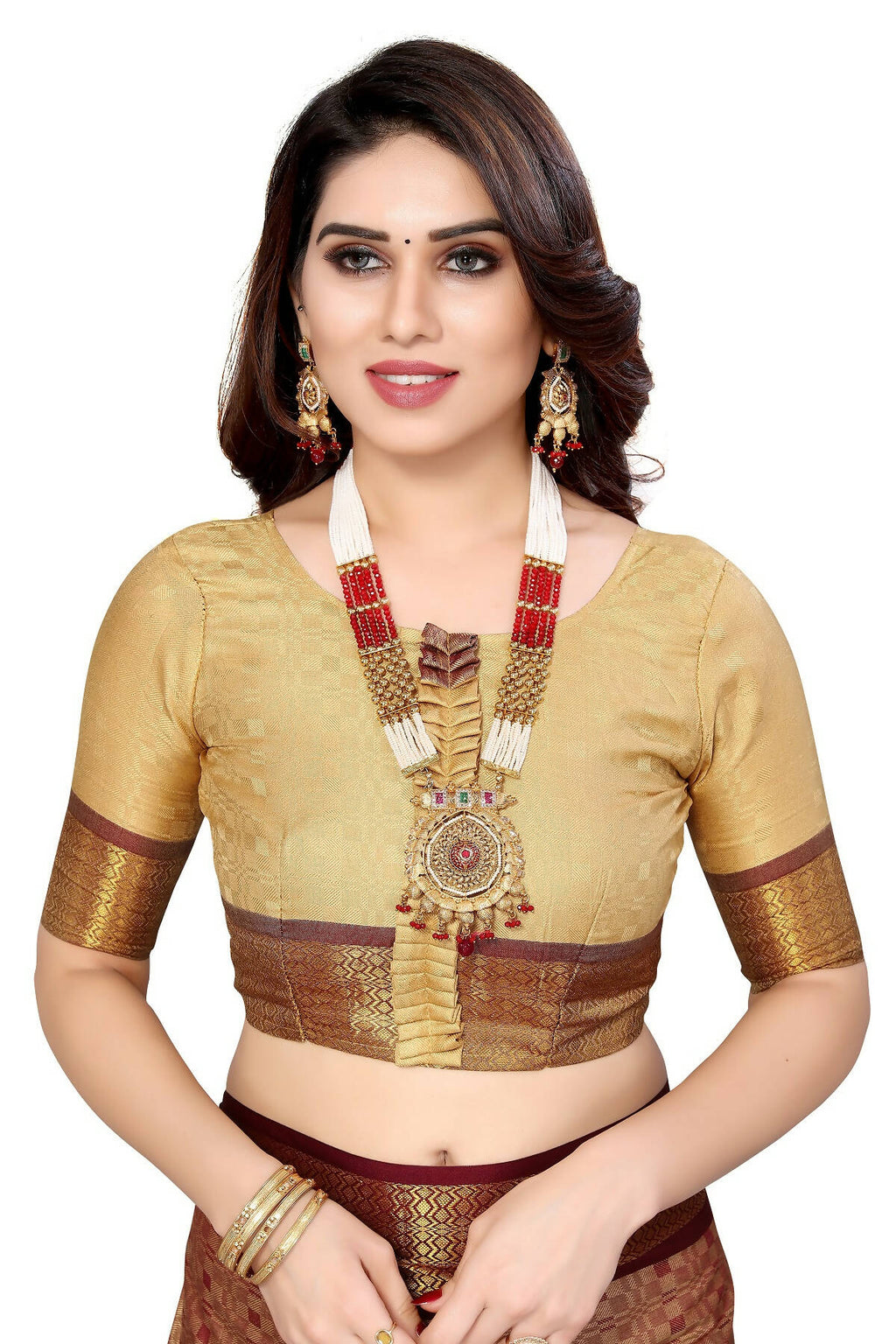 Vamika Weaving Brown Cotton Silk Saree - Distacart
