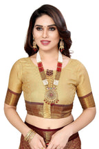 Vamika Weaving Brown Cotton Silk Saree - Distacart