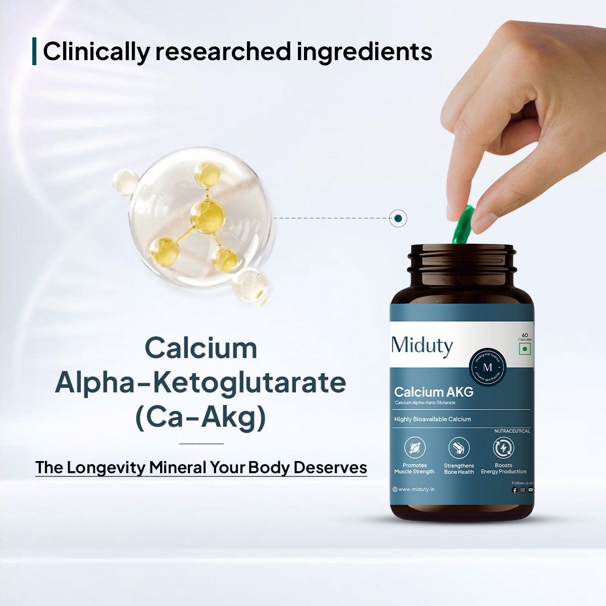 Miduty by Palak Notes Calcium Alpha-Ketoglutarate (AKG) Capsules
