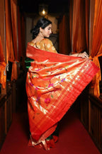 Very Much Indian Triple Muniya Border Paithani- Authentic Handloom Pure Silk With Parrots Pallu - Zari Stripes - Distacart