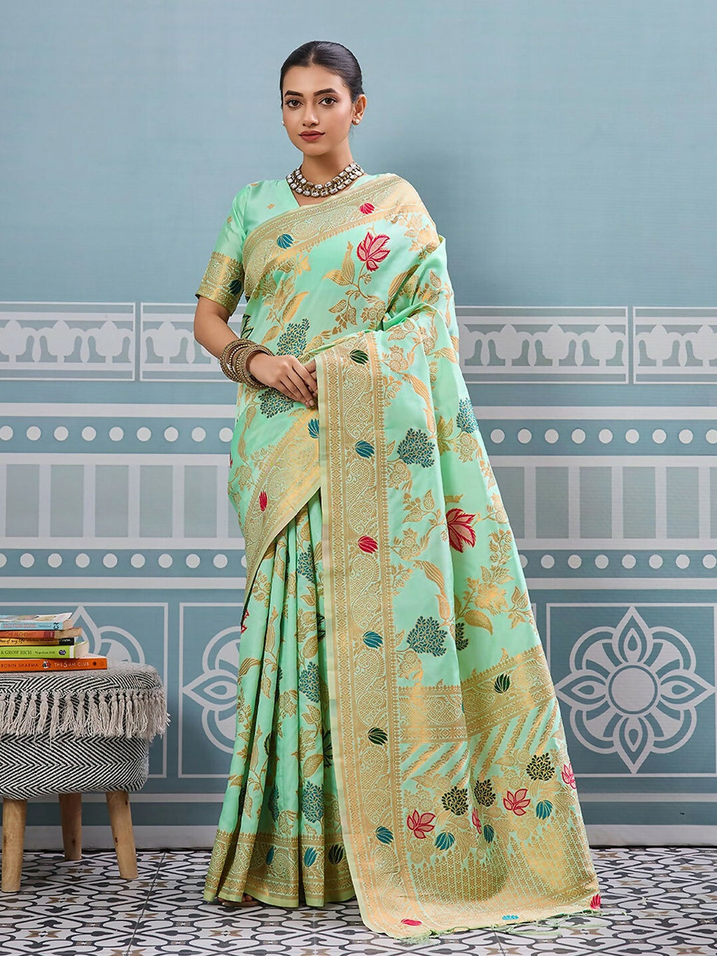 Shree Shyam Fashion Pista Silk Saree - Distacart