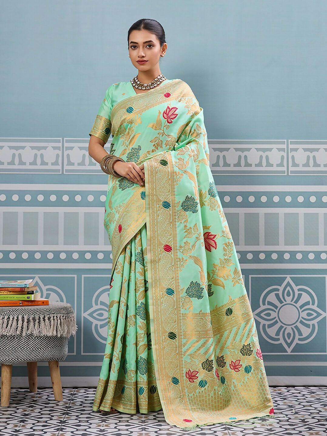 Shree Shyam Fashion Pista Silk Saree - Distacart