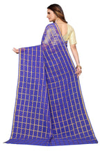 Vamika Ethnic Fire Blue Jari Work Chiffon Saree - Distacart